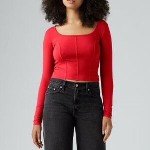 Red Corset Long Sleeve Shirt